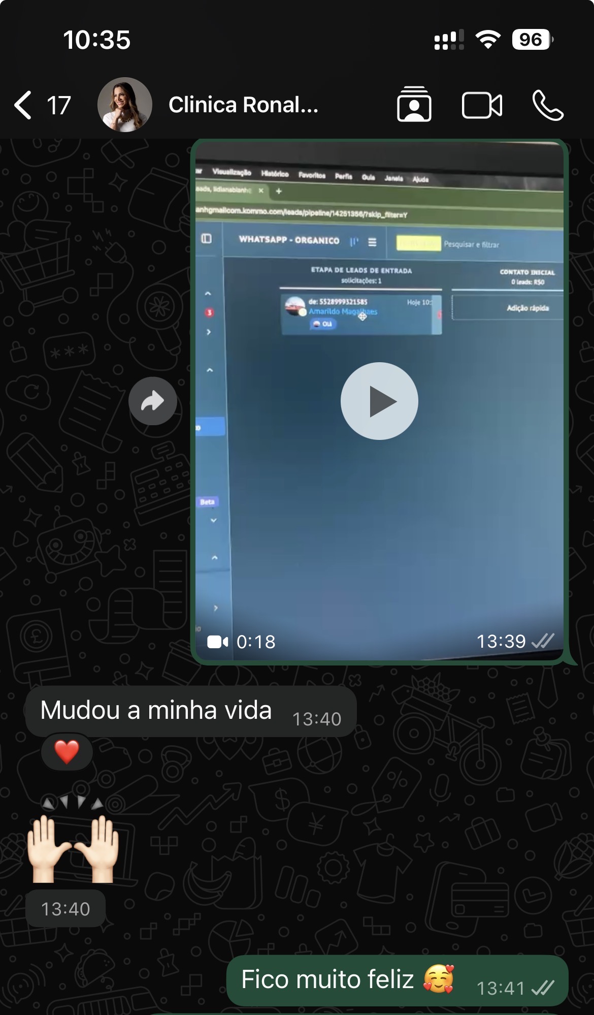 Print de resultado: mensagem de mentorada sobre virada de chave
